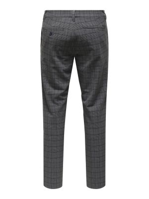 Only and Sons miesten housut, BRAD LIFE SLIM CHECK 0184 PANT Harmaa Ruutu
