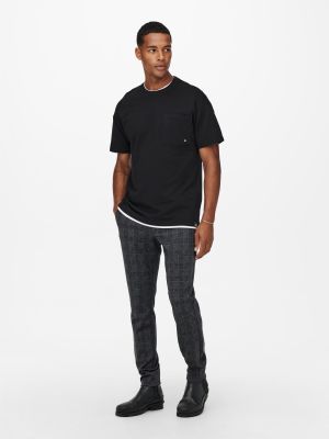 Only and Sons Miesten Housut Mark Check Pant Nos Harmaa Ruutu