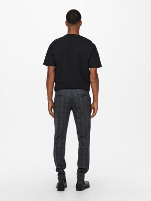 Only and Sons Miesten Housut Mark Check Pant Nos Harmaa Ruutu
