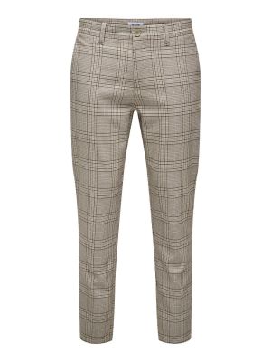 Only and Sons miesten housut,  ONSMARK SLIM CHECK 020935PANT Beige Ruutu