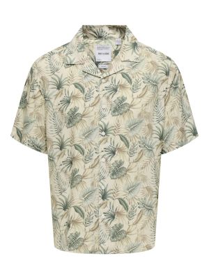 Only and Sons miesten kauluspaita, WAYNE LIFE VISCOSE SHIRT Vihreä Kuosi