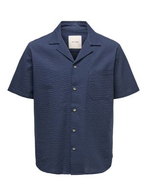 Only and Sons miesten lyhythihainen kauluspaita, ONSEYE RESORT SEERS 0009 SHIRT Tummansininen