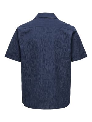 Only and Sons miesten lyhythihainen kauluspaita, ONSEYE RESORT SEERS 0009 SHIRT Tummansininen