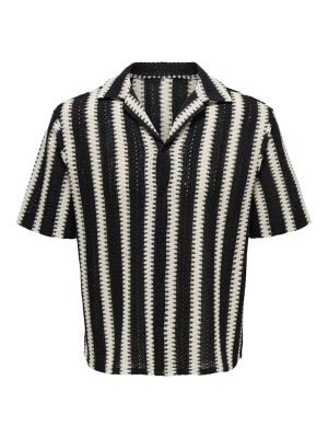 Only and Sons miesten lyhythihainen paita, DANI CROCHET SS SHIRT Raidallinen Musta