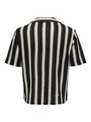 Only and Sons miesten lyhythihainen paita, DANI CROCHET SS SHIRT Raidallinen Musta