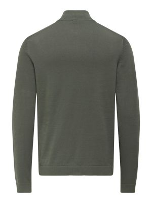 Only and Sons miesten neule, ALEX REG HALZ ZIP Tummanvihreä