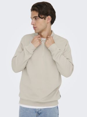 Only and Sons miesten neulepsuero, CERES 1/4 ZIP Beige