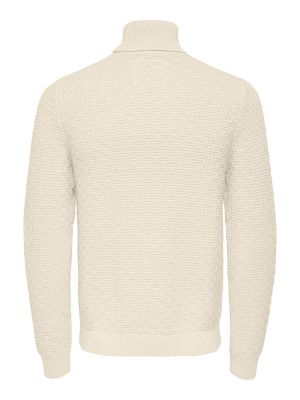 Only and Sons miesten neulepusero, KAY REG ROLL NECK KNIT Valkoinen