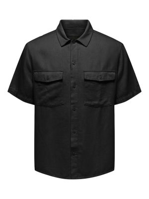 Only and Sons miesten paita, KARI SHIRT VISC LINEN Musta