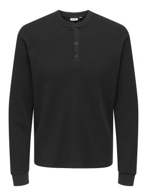 Only and Sons miesten paita, TOBIE REG HENLEY LONGSLEEVE Meteorite