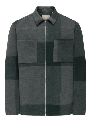 Only and Sons miesten paitatakki, ONSWAKE CHECKED ZIP OVERSHIRT Dark Sea Checks