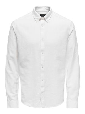 Only and Sons Miesten Pellavapaita CARLO LINEN SHIRT Valkoinen