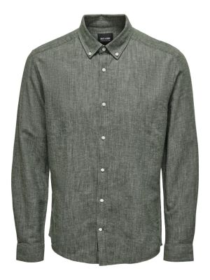 Only and Sons Miesten Pellavapaita CARLO LINEN SHIRT Vihreä