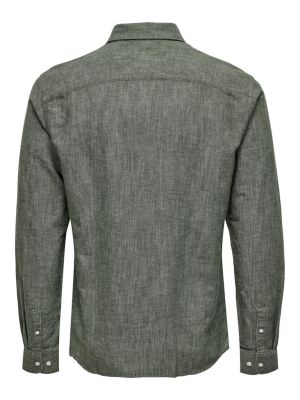 Only and Sons Miesten Pellavapaita CARLO LINEN SHIRT Vihreä