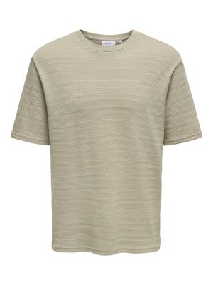 Only and Sons miesten t-paita, GIVO REG 12 SS CREW KNIT  Beige