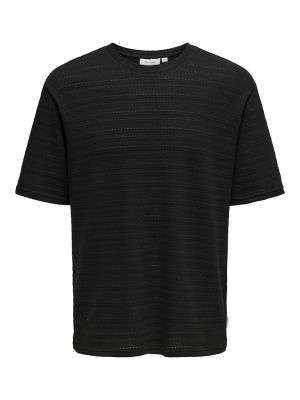 Only and Sons miesten t-paita, GIVO REG 12 SS CREW KNIT  Musta