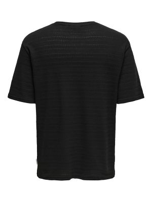 Only and Sons miesten t-paita, GIVO REG 12 SS CREW KNIT  Musta