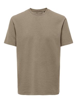 Only and Sons miesten t-paita, K KIAN REG SEERSUCKER SS TEE Tumma Kameli