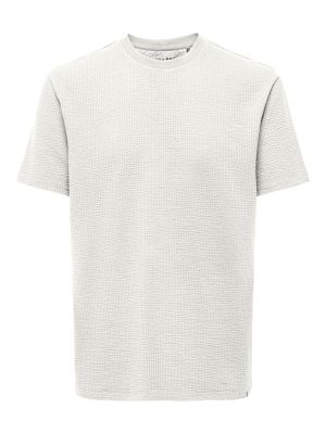 Only and Sons miesten t-paita, K KIAN REG SEERSUCKER SS TEE Valkoinen