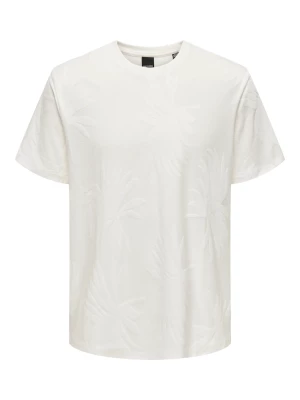 Only and Sons miesten t-paita, MARCO LIFE PALM JACQUARD Cloud Dancer
