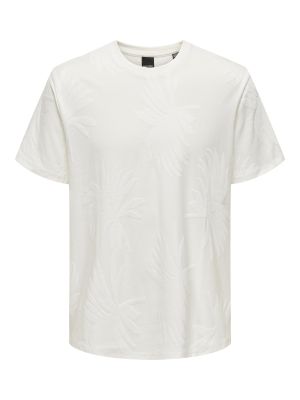 Only and Sons miesten t-paita, MARCO LIFE PALM JACQUARD Valkoinen