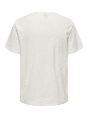 Only and Sons miesten t-paita, MARCO LIFE PALM JACQUARD Valkoinen