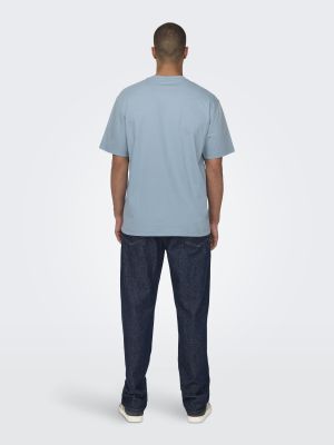 Only and Sons, Miesten T-Paita, Onsfred Rls Ss Tee Noos Vaaleansininen
