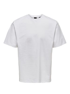 Only and Sons, Miesten T-Paita, Onsfred Rls Ss Tee Noos Valkoinen