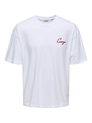 Only and Sons Miesten T-Paita, Onsmalik Caseys Loose SS Tee Valkoinen