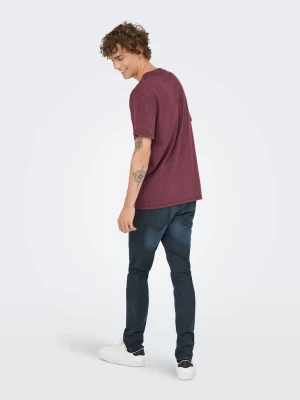 Only and Sons miesten t-paita, ONSMAX LIFE SS STITCH TEE  Port Royale Melange