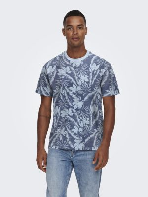 Only and Sons t-paita, PERRY REG LEAF Tummansininen