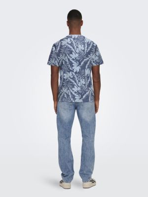 Only and Sons t-paita, PERRY REG LEAF Tummansininen