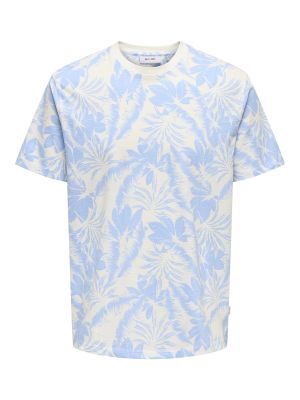 Only and Sons t-paita, PERRY REG LEAF Vaaleansininen