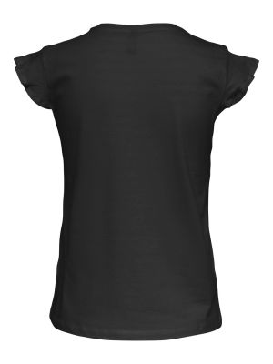 ONLY CARMAKOMA naisten t-paita, CARMAY LIFE S/S FRILL V-NECK TOP Musta