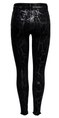 Only Naisten Housut, Blush Mid Raw Snakedenim Musta Kuosi