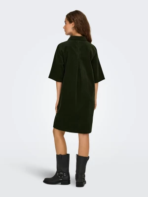 Only naisten mekko, ONLGRY-NESSA S/S CORD DRESS Armeijanvihreä