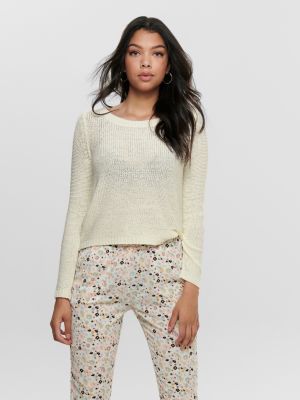 Only Naisten  Neule, Geena Xo L/S Pullover Luonnonvalkoinen