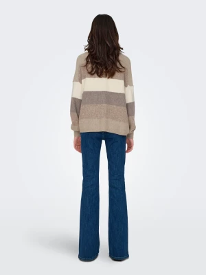 Only naisten neuleet, ONLATIA LS STRIPE PULLOVER Kuosillinen Beige