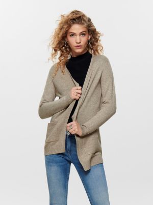 Only Naisten Neuletakki, Lesly Ls Open Cardigan Vaalea Beige