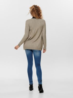 Only Naisten Neuletakki, Lesly Ls Open Cardigan Vaalea Beige