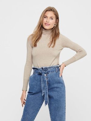 Only Naisten Pooloneule ONLVENICE LS ROLL PULLOVER Luonnonvalkoinen