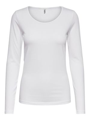 Only naisten trikoopaita, OLNLIVE LOVE LIFE LS TOP Valkoinen