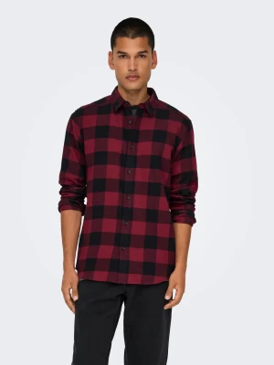 Only & Sons Ruudullinen Kauluspaita Cabernet