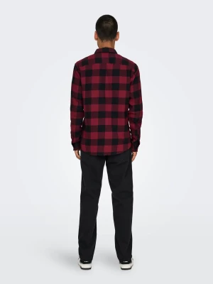 Only & Sons Ruudullinen Kauluspaita Cabernet