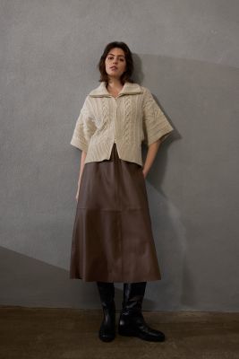 Philosophy Blues Original naisten hame, LAPA LEATHER SKIRT Keskiruskea