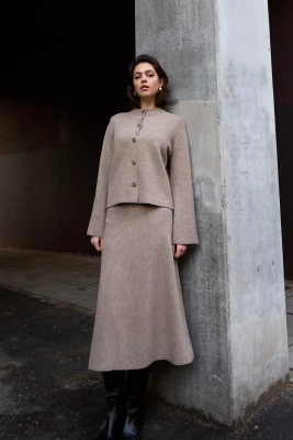 Philosophy Blues Original naisten hame, MANTRA KNIT SKIRT Vaalea Beige
