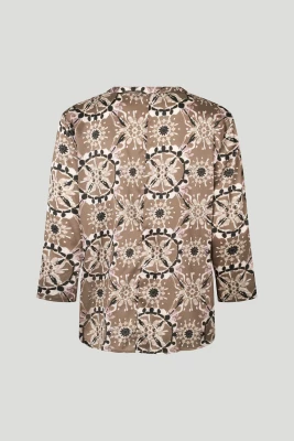 Philosophy Blues Original naisten pusero, SILKY BALI BLOUSE Ruskea Kuosillinen