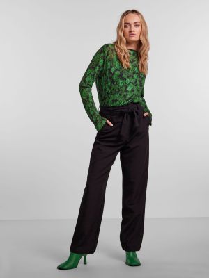 Pieces housut, PCBOSS HW PAPERBAG STRAIGHT PANTS Musta