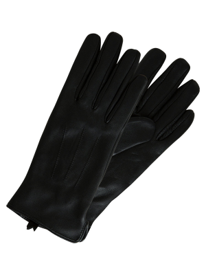 Pieces, Naisten Nahkahanskat, Nellie Leather Golve Noos  Black