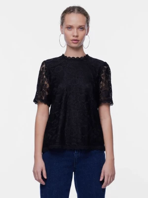 Pieces naisten toppi, PCOLLINE SS LACE TOP WVN  Black